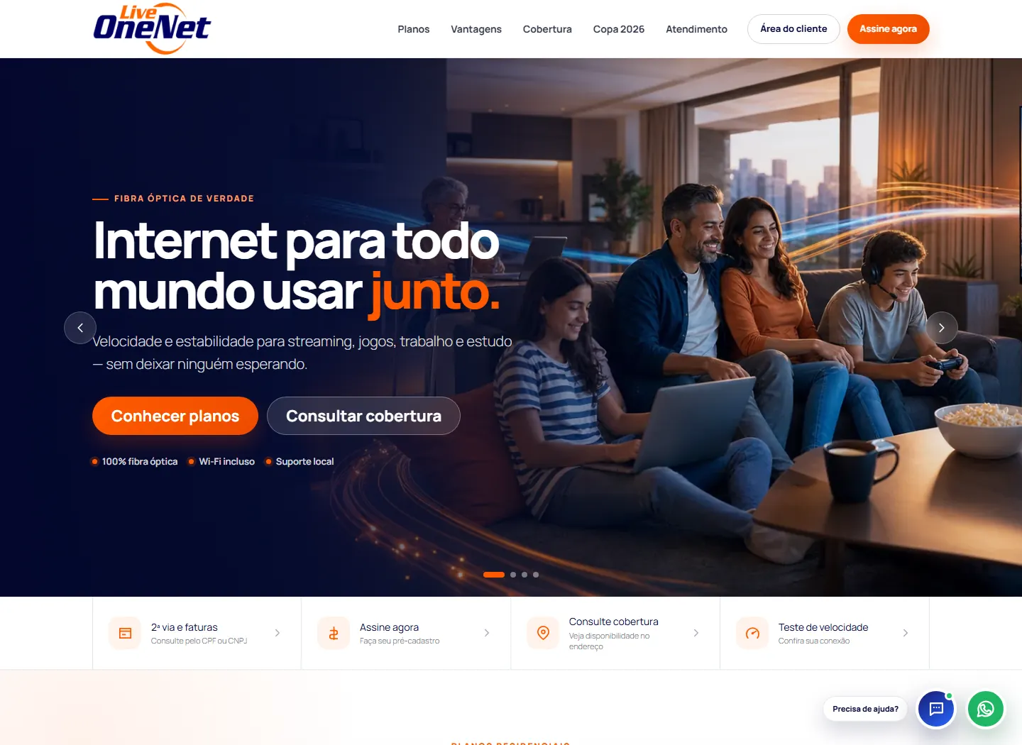 Site de provedor usado como exemplo de solucao digital
