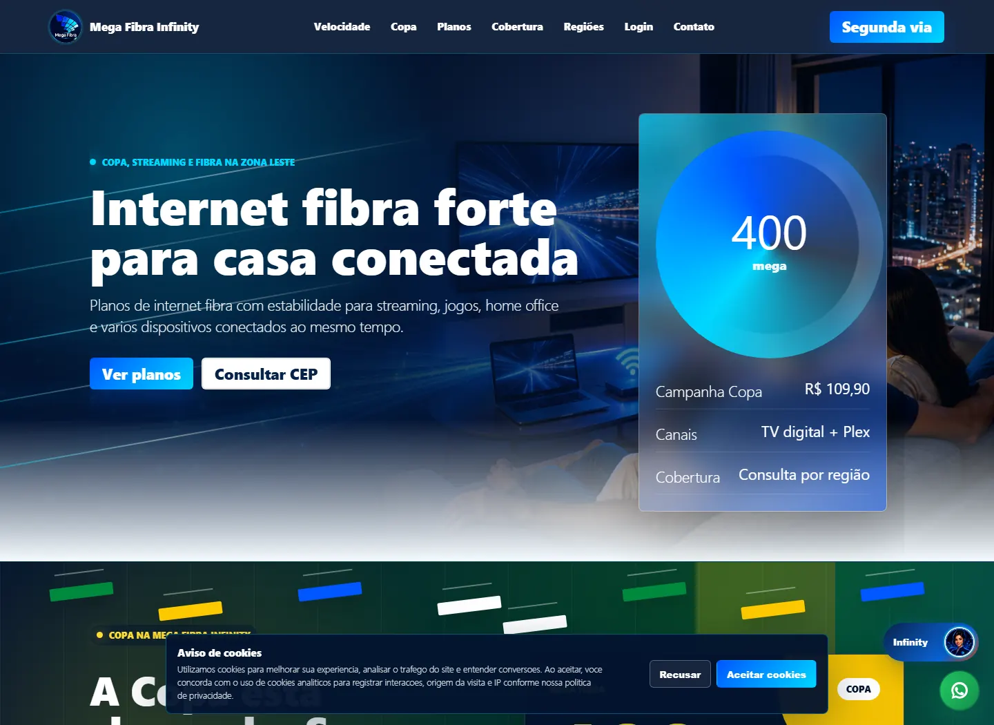 Exemplo de site para fibra optica