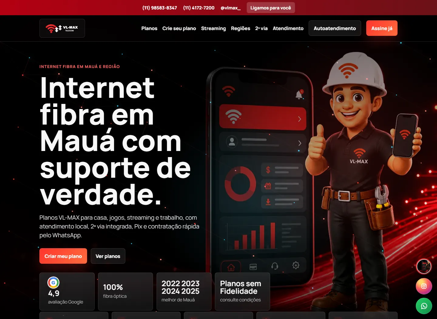 Exemplo de site para provedor de internet criado pela Rufx One